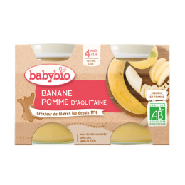 Babybio Petits pots banane & pomme d'Aquitaine BIO - 2x130g