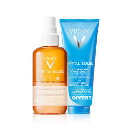 Vichy Capital soleil Eau de protection solaire hâle sublimé SPF30 200ml + lait apaisant après-soleil 100ml OFFERT