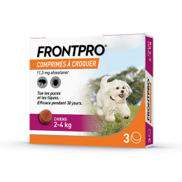 Frontpro Chien S comprimé anti-puces pour chien de 2 à 4 kg - 3 comprimés à croquer