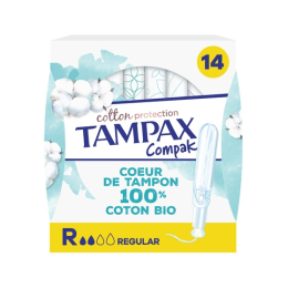Tampax Cotton Protection Compak Tampons avec applicateur coton bio - Regular - x14