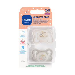Sucettes Supreme Nuit 2-6 Mois Chat et escargot - lot de 2