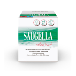 Cotton touch Serviettes hygiéniques Jour extra-fines avec ailettes - 14 serviettes