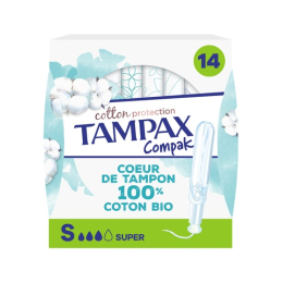 Tampax Cotton Protection Compak Tampons avec applicateur coton bio - Super - x14