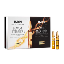 Isdinceutics Routine jour et nuit  Flavo-C Ultraglican & Flavo- C Mélatonin - 20 Ampoules 10Jour/10Nuit