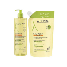 Exomega Control Huile Lavante Emolliente + Recharge - 2x500ml