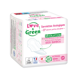 Love & Green Serviette Ecologiques Ultra Normal - 14 serviettes hygiéniques