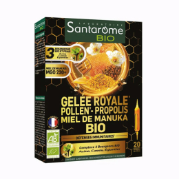 Santarome Gelée royale Pollen Propolis Miel de Manuka BIO - 20 ampoules