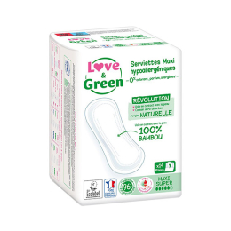 Love & Green Serviette Écologiques Maxi Super - 14 serviettes