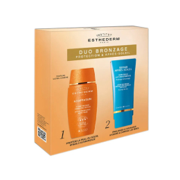 Coffret Duo Bronzage - Fluide Solaire Invisible Hydra-Protecteur Soleil Fort + Repair Après-Soleil Soin Visage Anti-Rides Fermeté - 40+50ml