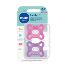 MAM Sucettes silicone rose comfort 0-6 mois lot 2
