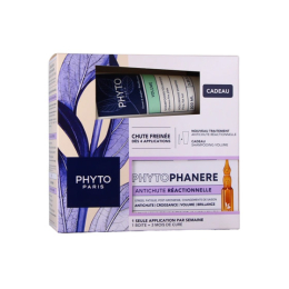 Phytophanere Traitement Antichute Réactionnelle + Shampoing Volume OFFERT - 12x5ml + 100ml