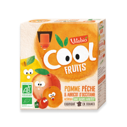 Vitabio Cool Fruits Pomme Pêche & Abricot d'Occitanie BIO - 4x90g