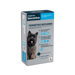 Biocanina Permetrix 500mg/100mg solution pour spot-on pour chien de 4kg à 10kg - 3 pipettes de 1 ml