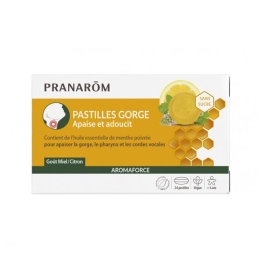 Pranarôm Aromaforce Pastilles Gorge Miel Citron - 24 pastilles