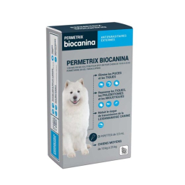 Permetrix biocanina 1250 mg/250mg solution pour spot-on pour chiens de 10kg à 25kg - 3 pipettes