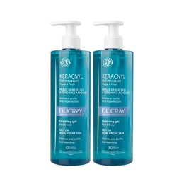 Ducray Keracnyl Gel moussant Visage et corps - 2x400ml
