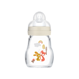 Biberon Verre Coloris Lin Tétine débit 1 -170ml