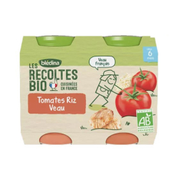 Blédina Les Récoltes Bio Petit Pot Tomates Riz et Veau - 2x200g