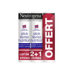 Neutrogena Stick lèvres nutrition - 2x4,8g +1 OFFERT