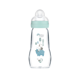 Biberon Verre Coloris Aqua Tétine débit 2 - 260 ml