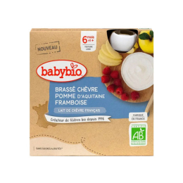 Babybio Gourde Brassé chèvre pomme d'aquitaine et framboise BIO - 4x85g