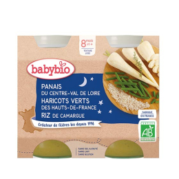 Babybio Panais de centre-Val de Loire Haricots Verts des Haut-de-France et Riz de Camargue - 2x200g