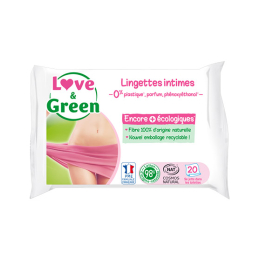 Love & Green Lingettes Intimes Apaisantes Écologiques - 20 lingettes