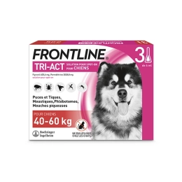 Tri-Act Chien XL - Pipettes anti-puces pour chien de 40 à 60 kg - 3 pipettes de 6ml