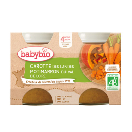 Babybio Petits pots carotte des Landes & potimarron du Val de Loire BIO - 2x130g
