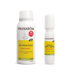 Pranarom anti-moustique spray corps BIO 75ml + Roller après-piqûres BIO 15ml