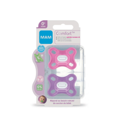 MAM Sucettes silicone rose comfort 0-6 mois lot 2