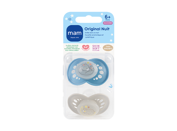 Sucette Original Nuit - 6+ Mois - Silicone coloris aléatoire - Lot de 2