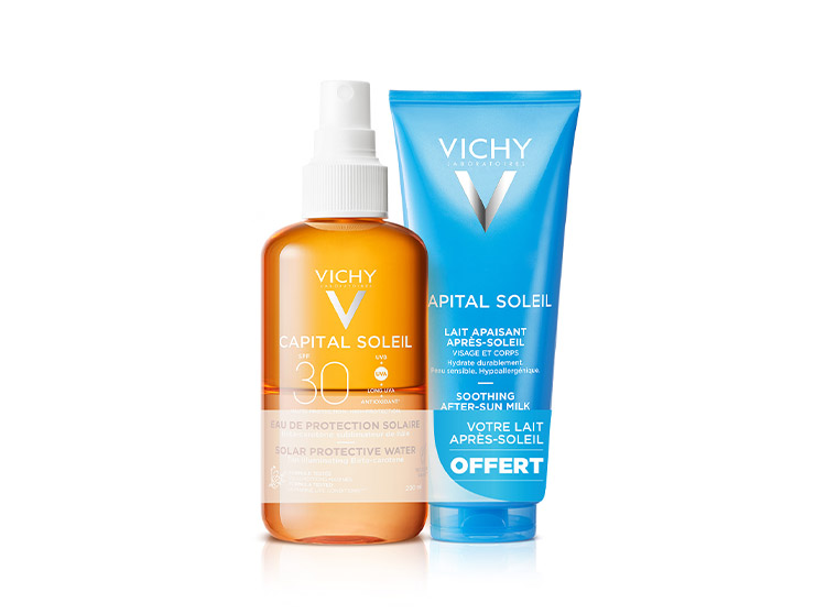 Vichy Capital soleil Eau de protection solaire SPF30 200ml + lait apaisant après-soleil 100ml OFFERT