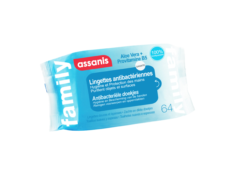 Assanis Lingettes antibactérien family - 64 lingettes
