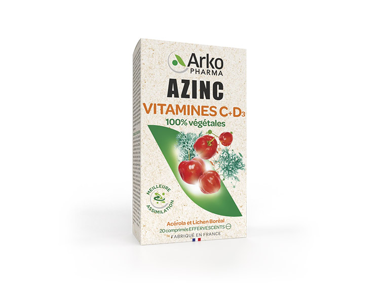 Arkopharma Azinc Vitamine C + D3 - 20 comprimés