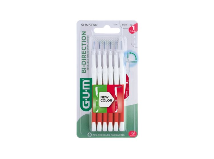 GUM Bi-Direction 2114 Brossettes interdentaires 0,8mm - 6 brossettes