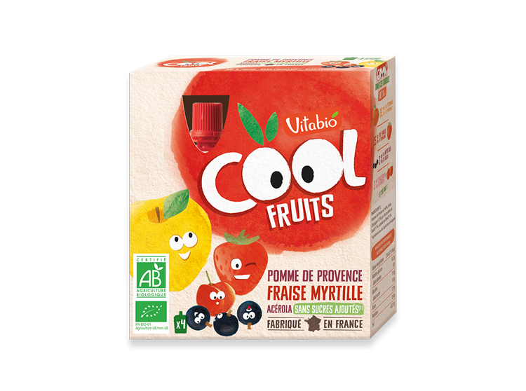Vitabio Cool Fruits Pomme de Provence Fraise Myrtille BIO - 4x90g