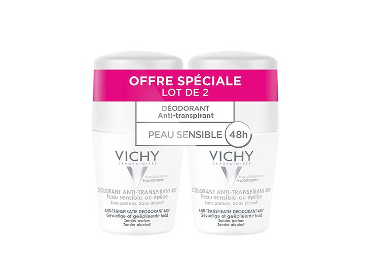 Vichy Déodorant Anti-transpirant 48h Roll-on Peau sensible - 2x50ml