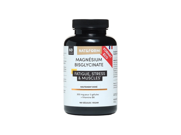 Nat et Form Bisglycinate de magnésium complément alimentaire vitamine B6 - 180 gélules