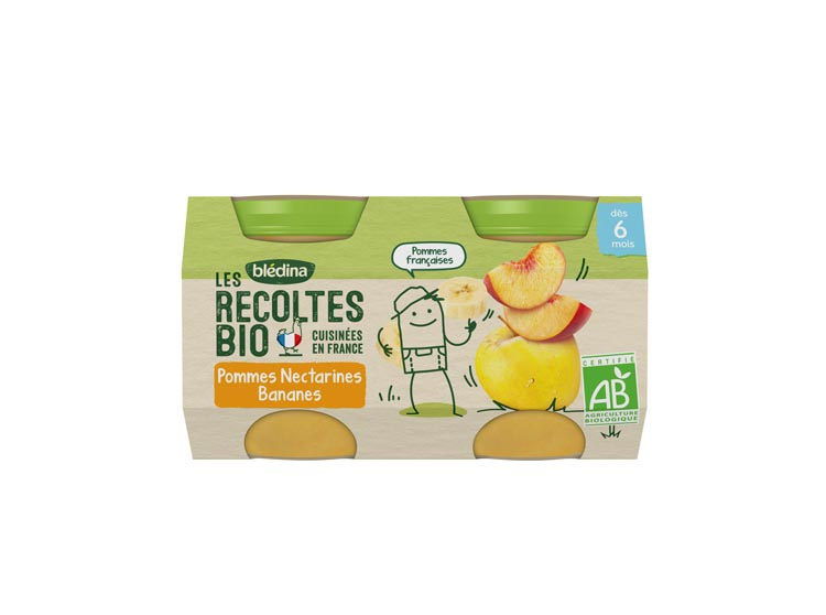 Blédina Les Récoltes Bio Petit Pot Pommes, Nectarines et Bananes - 2x130g