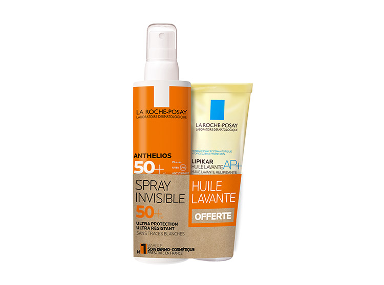 La Roche-Posay Anthelios Crème solaire en Spray invisible Corps Avec parfum SPF50+ - 200ml + Huile lavante OFFERTE
