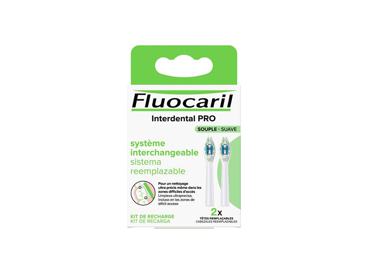 Fluocaril Têtes remplaçables de brosse à dents interdental PRO Souple - 2 têtes remplaçables