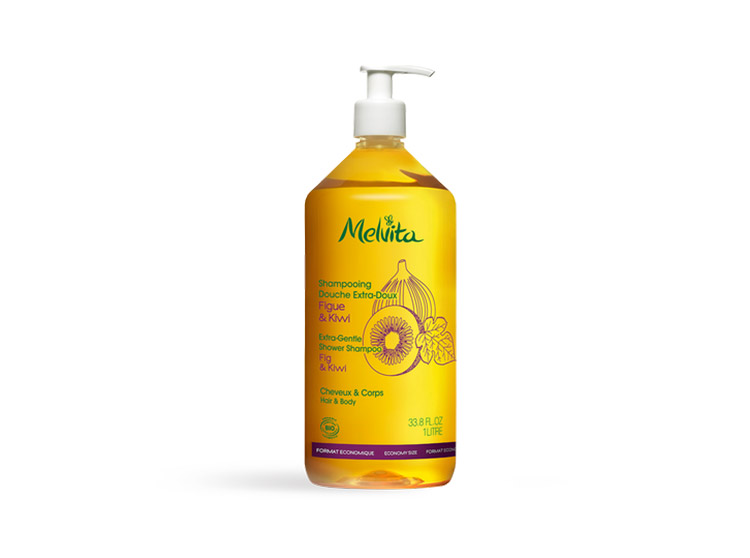 Melvita shampooing douche extra-doux figue et kiwi  BIO - 1L