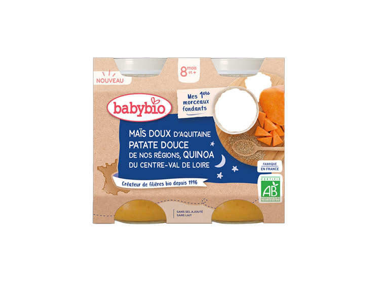 BabyBio Maïs Patate douce Quinoa du Centre-Val de Loire BIO  - 2x200g