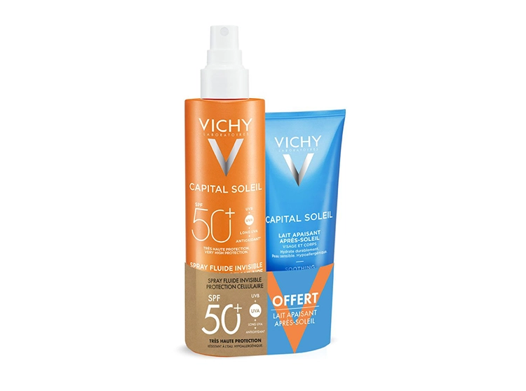 Vichy Capital Soleil Spray Fluide Invisible SPF50+ - 200ml + Lait Apaise après-soleil OFFERT