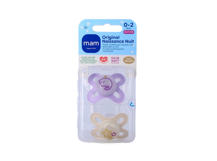 MAM Original Naissance Nuit Sucette orthodontique 0-2 mois - x2