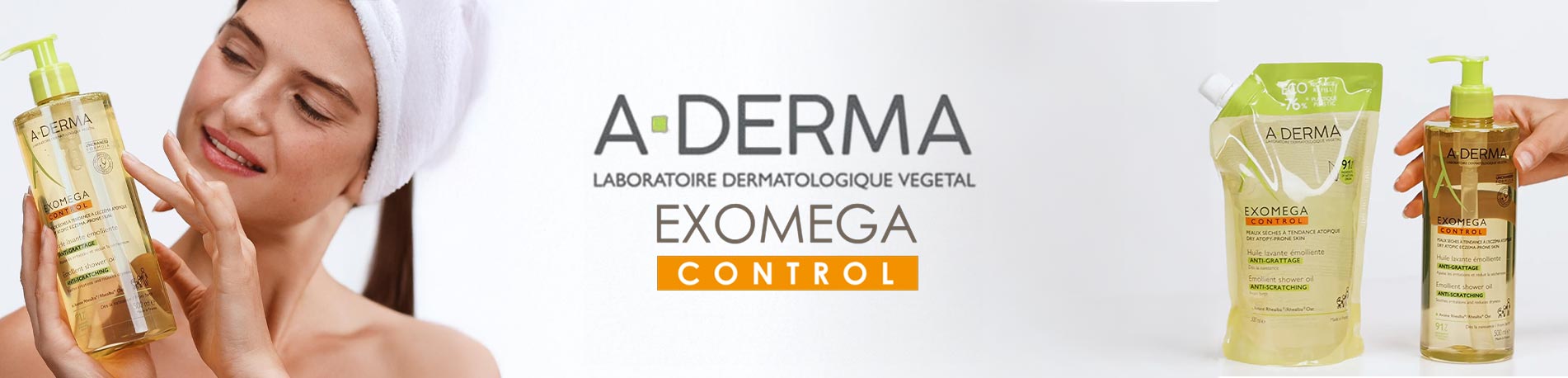 Bannière Exomega Control Huile Lavante Emolliente