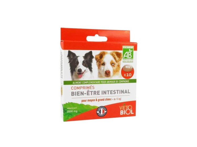 Vétobiol Comprimés bien-être intestinal moyen et grand chien - 10 comprimés