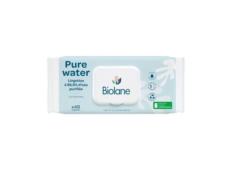 Biolane Lingettes Pure Water - 60 lingettes