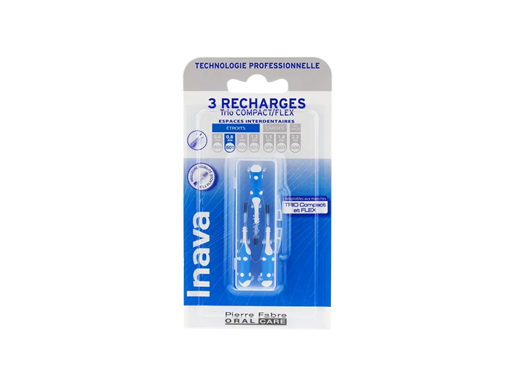 Inava Trio Compact/Flex Recharge Brossettes interdentaires 0,8mm - 3 brossettes